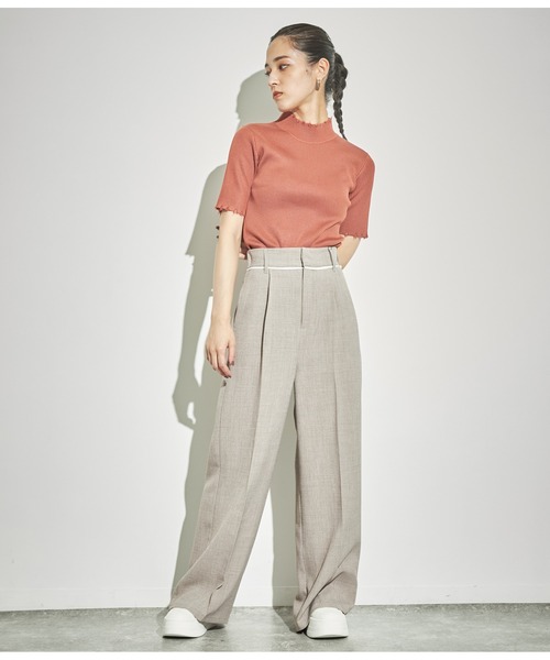 ANAP(アナップ)の「ウエストベルトテープデザインワイドパンツ【セットアップ対応】(その他パンツ・レディース・ブラウン/ダークグレー・FREE)」の4枚目の写真