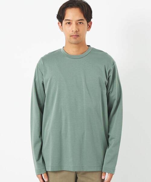 green label relaxing（グリーンレーベルリラクシング）の「オーガニックコットン ポンチ クルーネック Tシャツ（Tシャツ/カットソー・メンズ・ライム/ブラック/ライトグレー/ホワイト・XXL/M/S/XL/L）」の9枚目の写真