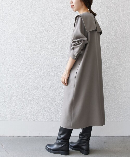 SHIPS any(シップス エニィ)の「【WEB限定】SHIPS any: ウール サキソニー セーラー カラー ワンピース(ワンピース・レディース・グレー/ネイビー・ONE SIZE)」の14枚目の写真