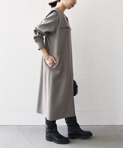 SHIPS any(シップス エニィ)の「【WEB限定】SHIPS any: ウール サキソニー セーラー カラー ワンピース(ワンピース・レディース・グレー/ネイビー・ONE SIZE)」の15枚目の写真