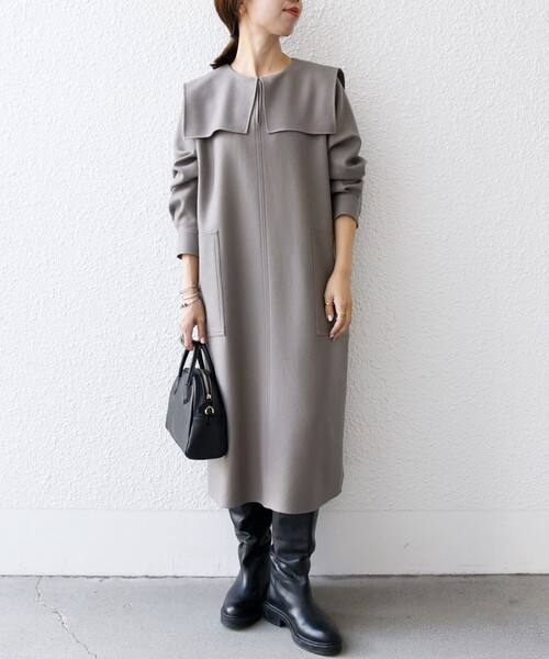 SHIPS any(シップス エニィ)の「【WEB限定】SHIPS any: ウール サキソニー セーラー カラー ワンピース(ワンピース・レディース・グレー/ネイビー・ONE SIZE)」の16枚目の写真