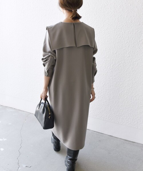 SHIPS any(シップス エニィ)の「【WEB限定】SHIPS any: ウール サキソニー セーラー カラー ワンピース(ワンピース・レディース・グレー/ネイビー・ONE SIZE)」の17枚目の写真