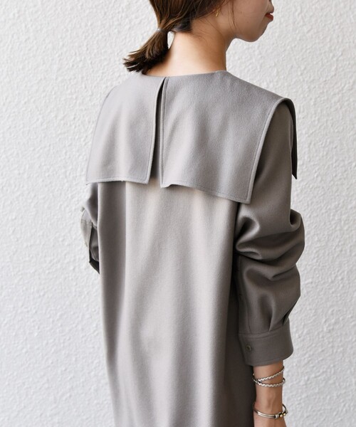 SHIPS any(シップス エニィ)の「【WEB限定】SHIPS any: ウール サキソニー セーラー カラー ワンピース(ワンピース・レディース・グレー/ネイビー・ONE SIZE)」の18枚目の写真