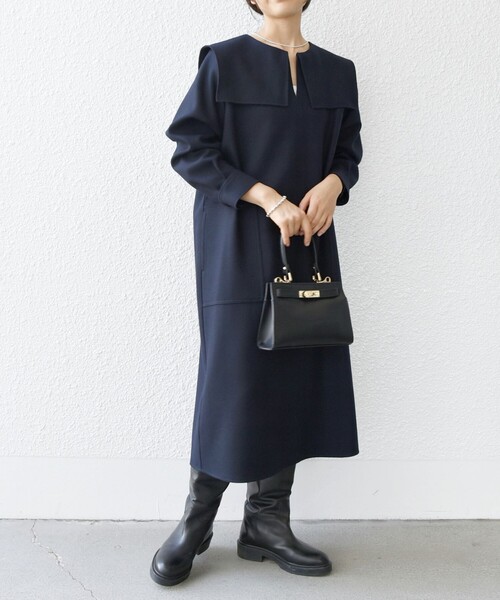 SHIPS any(シップス エニィ)の「【WEB限定】SHIPS any: ウール サキソニー セーラー カラー ワンピース(ワンピース・レディース・グレー/ネイビー・ONE SIZE)」の22枚目の写真