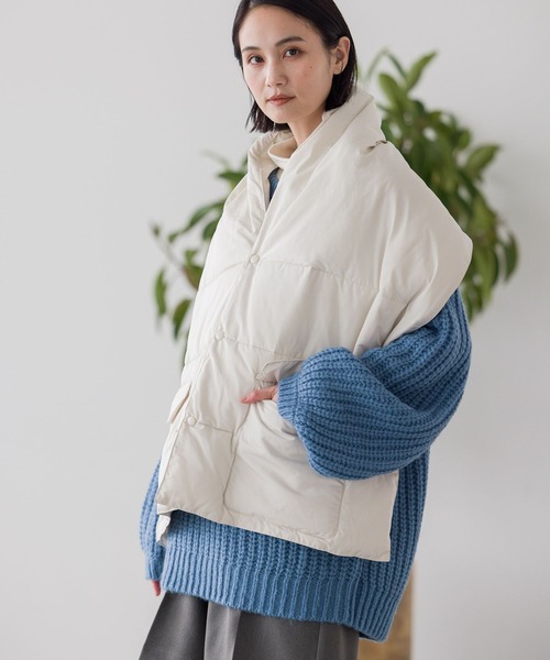 LAKOLE(ラコレ)の「ビッグ中綿ストール / 907965(ストール/ショール・レディース・ブラック/アイボリー/テラコッタ・FREE)」の3枚目の写真