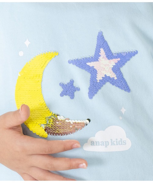 ANAP kids（アナップキッズ）の「星モチーフミニ裏毛スパンコールトレーナー（スウェット・キッズ・サックスブルー/オフホワイト/ラベンダー・120cm/110cm/100cm/130cm）」の10枚目の写真