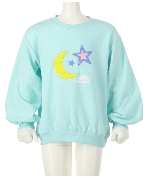 ANAP kids（アナップキッズ）の「星モチーフミニ裏毛スパンコールトレーナー（スウェット・キッズ・サックスブルー/オフホワイト/ラベンダー・120cm/110cm/100cm/130cm）」の8枚目の写真