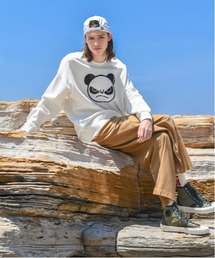 HIPANDA（ハイパンダ）の「HIPANDA ハイパンダ男女兼用 アングリー パンダ ロゴ クルーネック スウェット トレーナー（スウェット）」