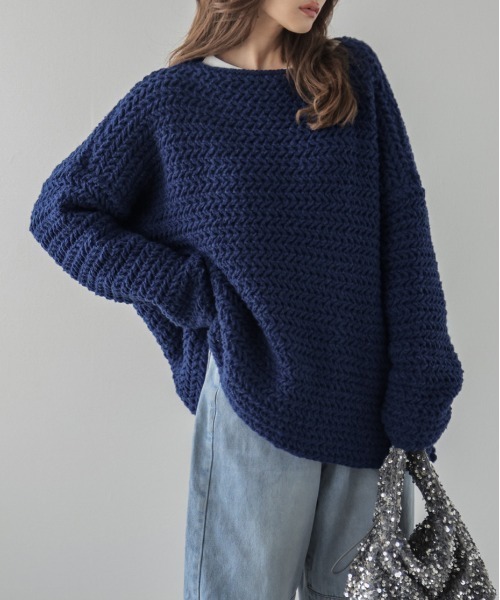 AMELY(エミリー)の「ローゲージニット(ニット/セーター・レディース・ブラウン/チャコール/ブルー/ブラック・フリー)」の4枚目の写真