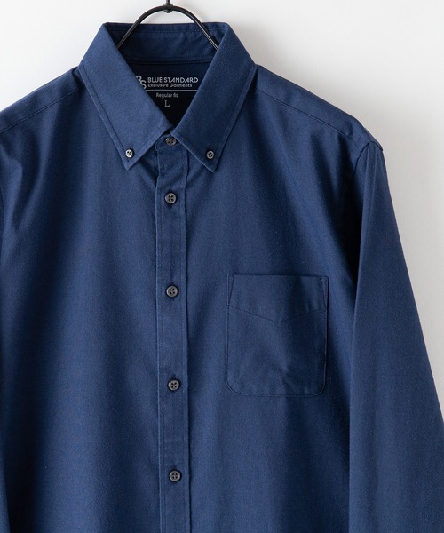 Blue Standard （ブルースタンダード）の「【BLUE STANDARD/ブルースタンダード】イージーケア　 形態安定　 速乾　ラクケア　オックス　ボタンダウンシャツ（シャツ/ブラウス・メンズ・ネイビー/ブルー系その他/スミクロ/ホワイト・SMALL/MEDIUM/X-LARGE/LARGE）」の4枚目の写真