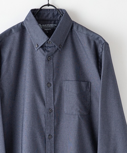 Blue Standard （ブルースタンダード）の「【BLUE STANDARD/ブルースタンダード】イージーケア　 形態安定　 速乾　ラクケア　オックス　ボタンダウンシャツ（シャツ/ブラウス・メンズ・ネイビー/ブルー系その他/スミクロ/ホワイト・SMALL/MEDIUM/X-LARGE/LARGE）」の2枚目の写真