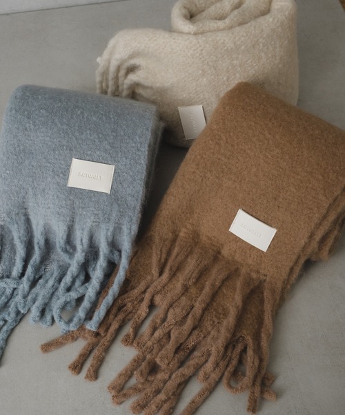 Actually（アクチュアリー）の「ブークレストール（ストール/ショール・レディース・ブルー/アイボリー/グレイッシュベージュ・フリー）」の15枚目の写真