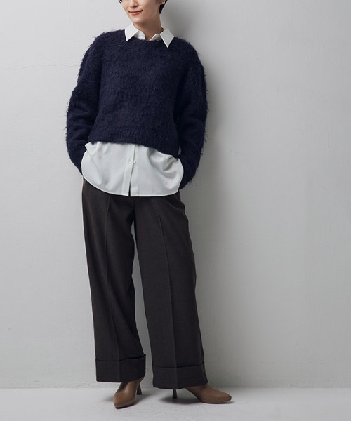 RASW（ラス）の「[RASW]モヘアタッチクロップドニット（ニット/セーター・レディース・ホワイト/イエロー/ネイビー・M/L）」の6枚目の写真