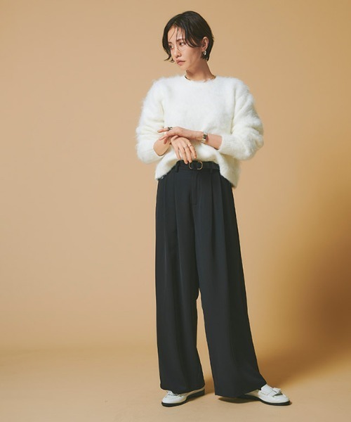 RASW（ラス）の「[RASW]モヘアタッチクロップドニット（ニット/セーター・レディース・ホワイト/イエロー/ネイビー・M/L）」の8枚目の写真