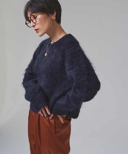 RASW（ラス）の「[RASW]モヘアタッチクロップドニット（ニット/セーター・レディース・ホワイト/イエロー/ネイビー・M/L）」の22枚目の写真