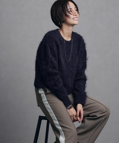 RASW（ラス）の「[RASW]モヘアタッチクロップドニット（ニット/セーター・レディース・ホワイト/イエロー/ネイビー・M/L）」の18枚目の写真