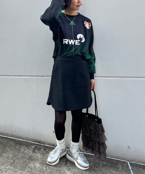 ELLEgirl(エルガール)の「ツイードミニスカート●セットアップ対応●【ELLEgirl/エル ガール】(スカート・レディース・グリーン/アイボリー/ブラック・FREE)」の5枚目の写真