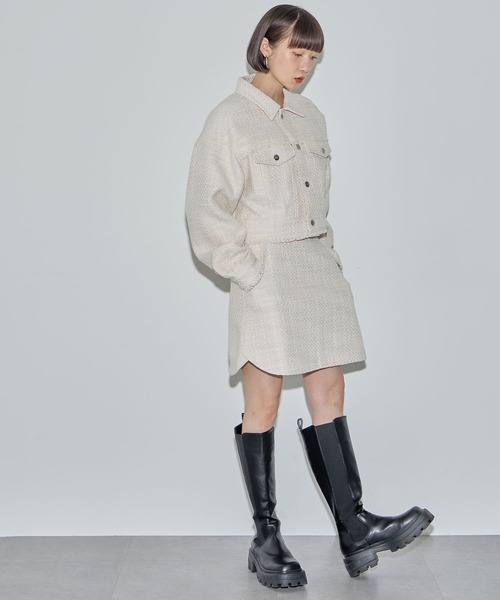 ELLEgirl(エルガール)の「ツイードミニスカート●セットアップ対応●【ELLEgirl/エル ガール】(スカート・レディース・グリーン/アイボリー/ブラック・FREE)」の20枚目の写真