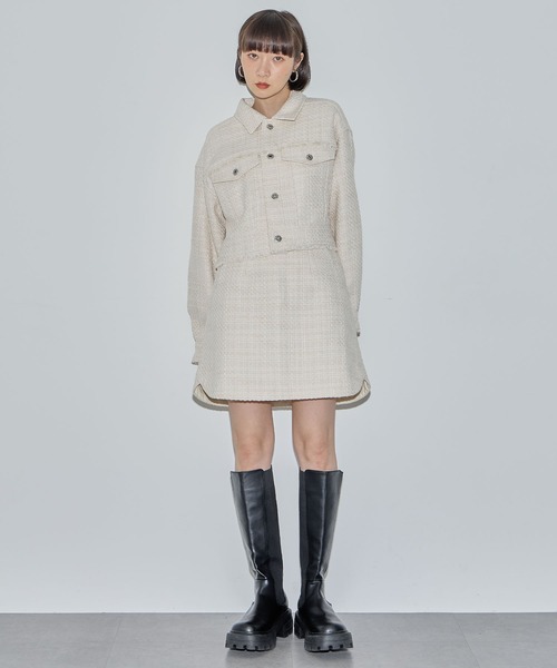 ELLEgirl(エルガール)の「ツイードミニスカート●セットアップ対応●【ELLEgirl/エル ガール】(スカート・レディース・グリーン/アイボリー/ブラック・FREE)」の21枚目の写真
