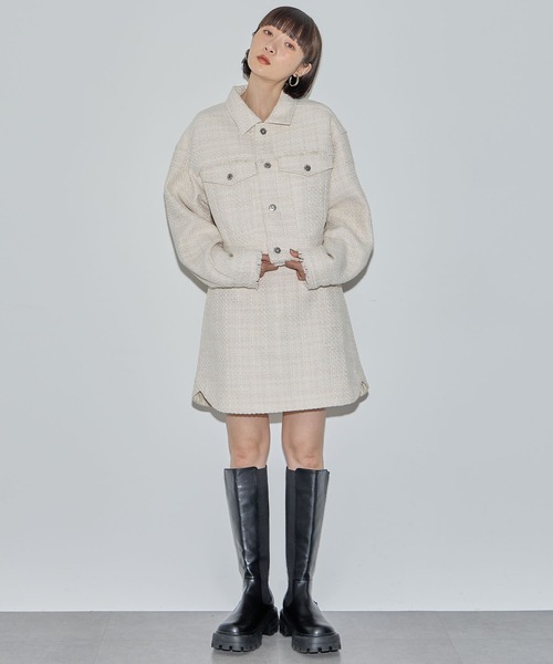 ELLEgirl(エルガール)の「ツイードミニスカート●セットアップ対応●【ELLEgirl/エル ガール】(スカート・レディース・グリーン/アイボリー/ブラック・FREE)」の22枚目の写真