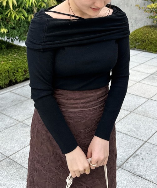 ORIMIオリミ　ストライプオフショルダーセーター ORIMIオリミ ストライプオフショルダーセーター ORIMIオリミ