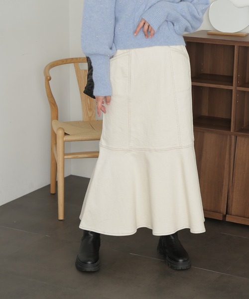 FREE'S MART（フリーズマート）の「◇【3サイズ展開XS-M】パネル切替マーメイドデニムスカート【低身長サイズ有】（デニムスカート・レディース・ワンウォッシュ/ホワイト系その他/ライトインディゴブルー・X-SMALL/MEDIUM/SMALL）」の17枚目の写真