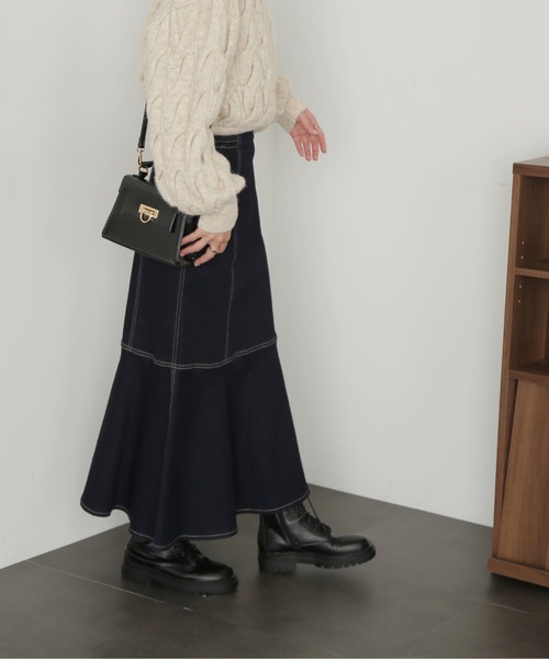 FREE'S MART（フリーズマート）の「◇【3サイズ展開XS-M】パネル切替マーメイドデニムスカート【低身長サイズ有】（デニムスカート・レディース・ワンウォッシュ/ホワイト系その他/ライトインディゴブルー・X-SMALL/MEDIUM/SMALL）」の6枚目の写真