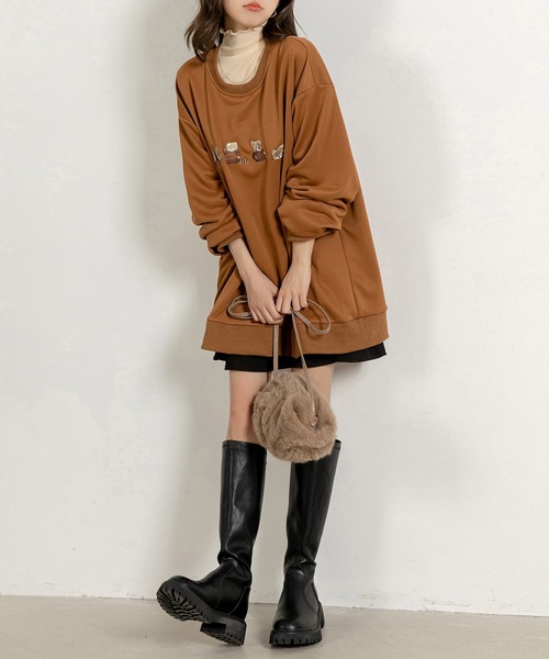 DAY CLOSET（デイ クローゼット）の「レディース 長袖レッサーパンダオーバーサイズリブスウェット（スウェット・レディース・ベージュ/ブラウン/ブラック・FREE）」の15枚目の写真