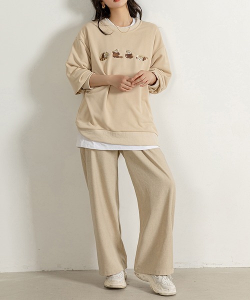 DAY CLOSET（デイ クローゼット）の「レディース 長袖レッサーパンダオーバーサイズリブスウェット（スウェット・レディース・ベージュ/ブラウン/ブラック・FREE）」の21枚目の写真