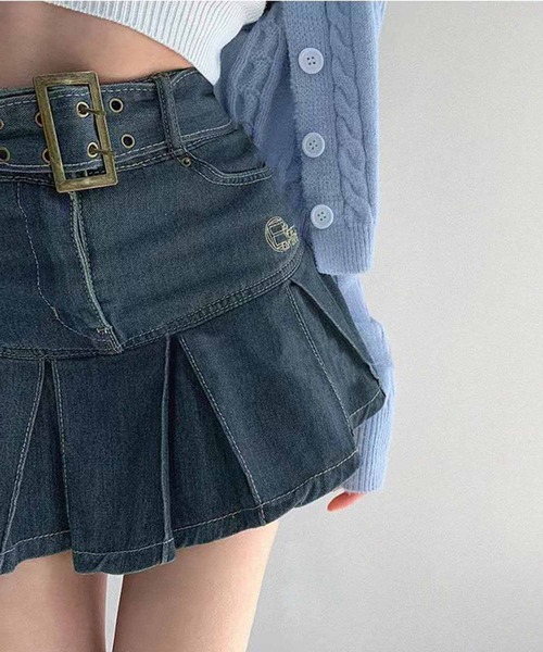NANEA（ナネア）の「ハイウエストベルト付きデニムミニスカート（デニムスカート・レディース・ブラック/ブルー・SMALL/MEDIUM/LARGE）」の8枚目の写真