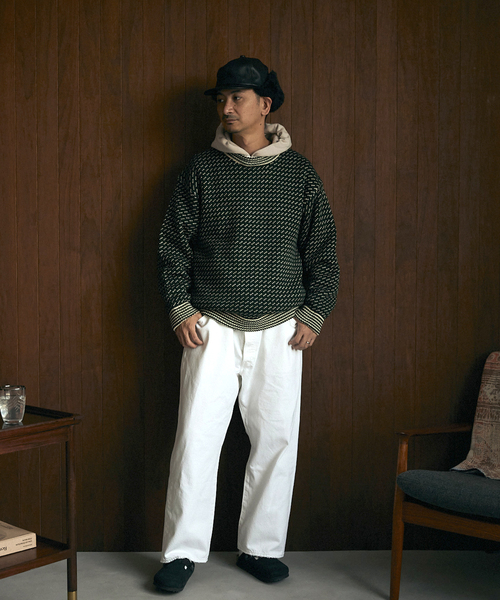 JOURNAL STANDARD relume（ジャーナルスタンダード　レリューム）の「オーバーサイズ バーズアイ リブラインニット（ニット/セーター・メンズ・グレー/ネイビー/グリーン・MEDIUM/LARGE）」の14枚目の写真