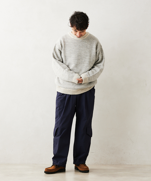 JOURNAL STANDARD relume（ジャーナルスタンダード　レリューム）の「オーバーサイズ バーズアイ リブラインニット（ニット/セーター・メンズ・グレー/ネイビー/グリーン・MEDIUM/LARGE）」の16枚目の写真