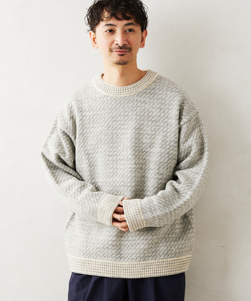 JOURNAL STANDARD relume（ジャーナルスタンダード　レリューム）の「オーバーサイズ バーズアイ リブラインニット（ニット/セーター・メンズ・グレー/ネイビー/グリーン・MEDIUM/LARGE）」の20枚目の写真