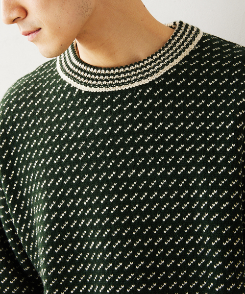 JOURNAL STANDARD relume（ジャーナルスタンダード　レリューム）の「オーバーサイズ バーズアイ リブラインニット（ニット/セーター・メンズ・グレー/ネイビー/グリーン・MEDIUM/LARGE）」の4枚目の写真