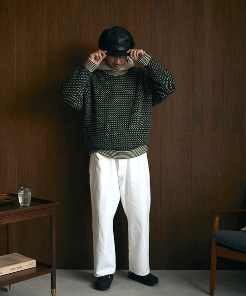 JOURNAL STANDARD relume（ジャーナルスタンダード　レリューム）の「オーバーサイズ バーズアイ リブラインニット（ニット/セーター・メンズ・グレー/ネイビー/グリーン・MEDIUM/LARGE）」の8枚目の写真