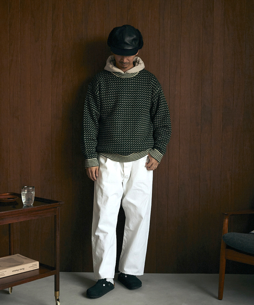 JOURNAL STANDARD relume（ジャーナルスタンダード　レリューム）の「オーバーサイズ バーズアイ リブラインニット（ニット/セーター・メンズ・グレー/ネイビー/グリーン・MEDIUM/LARGE）」の9枚目の写真