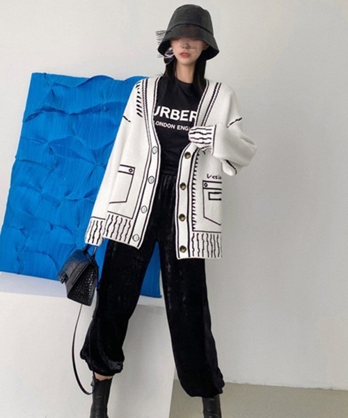 Miniministore(ミニミニストア)の「ニットカーディガン秋冬ニットトップス韓国(カーディガン/ボレロ・レディース・ホワイト/ブラック・フリー)」の10枚目の写真