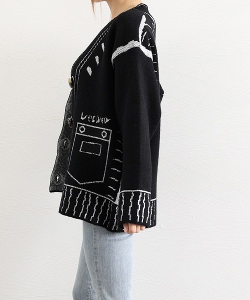 Miniministore(ミニミニストア)の「ニットカーディガン秋冬ニットトップス韓国(カーディガン/ボレロ・レディース・ホワイト/ブラック・フリー)」の14枚目の写真