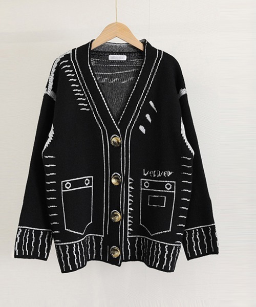 Miniministore(ミニミニストア)の「ニットカーディガン秋冬ニットトップス韓国(カーディガン/ボレロ・レディース・ホワイト/ブラック・フリー)」の17枚目の写真