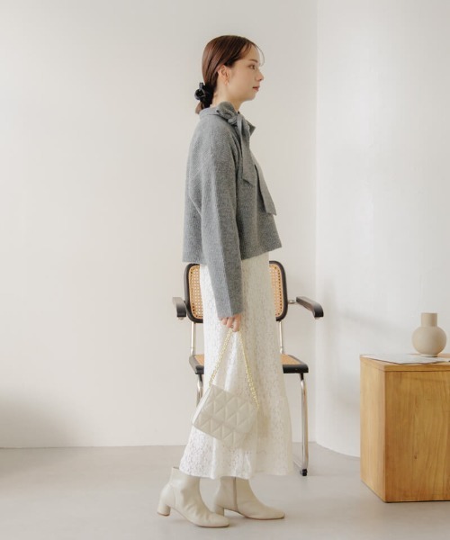 flower（フラワー）の「リボンタートルニット（ニット/セーター・レディース・ホワイト/グレー・FREE）」の13枚目の写真