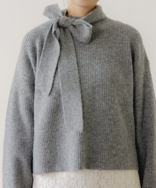 flower（フラワー）の「リボンタートルニット（ニット/セーター・レディース・ホワイト/グレー・FREE）」の14枚目の写真