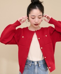 natural couture | ポリニット金釦ポケ付きカーディガン(カーディガン/ボレロ)