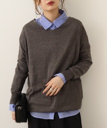 atONE Vネックワイドリブ綿ニット