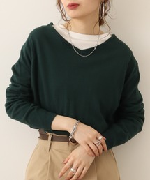 atONE Vネックワイドリブ綿ニット
