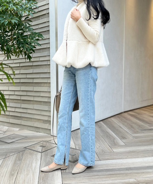 MODE ROBE（モードローブ）の「ペプラムファーベスト（ベスト・レディース・アイボリー/ブラック・FREE）」の13枚目の写真