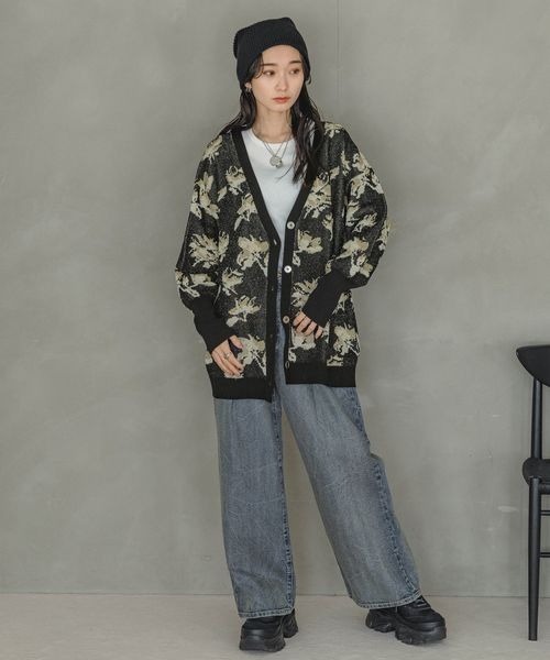 JEANASIS（ジーナシス）の「12GラメフラワーVカーディガン/106349（カーディガン/ボレロ・レディース・ブラック系その他/グレー系その他/パープル系その他/ネイビー系・FREE）」の12枚目の写真