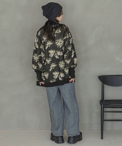 JEANASIS（ジーナシス）の「12GラメフラワーVカーディガン/106349（カーディガン/ボレロ・レディース・ブラック系その他/グレー系その他/パープル系その他/ネイビー系・FREE）」の7枚目の写真