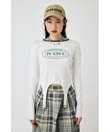 MOUSSY（マウジー）の「GARTER DETAIL PRINT LS Tシャツ（Tシャツ/カットソー）」