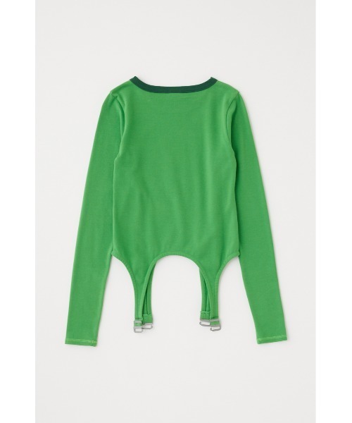 MOUSSY(マウジー)の「GARTER DETAIL PRINT LS Tシャツ(Tシャツ/カットソー・レディース・ネイビー/グリーン/ホワイト・FREE)」の5枚目の写真