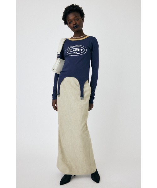 MOUSSY(マウジー)の「GARTER DETAIL PRINT LS Tシャツ(Tシャツ/カットソー・レディース・ネイビー/グリーン/ホワイト・FREE)」の10枚目の写真
